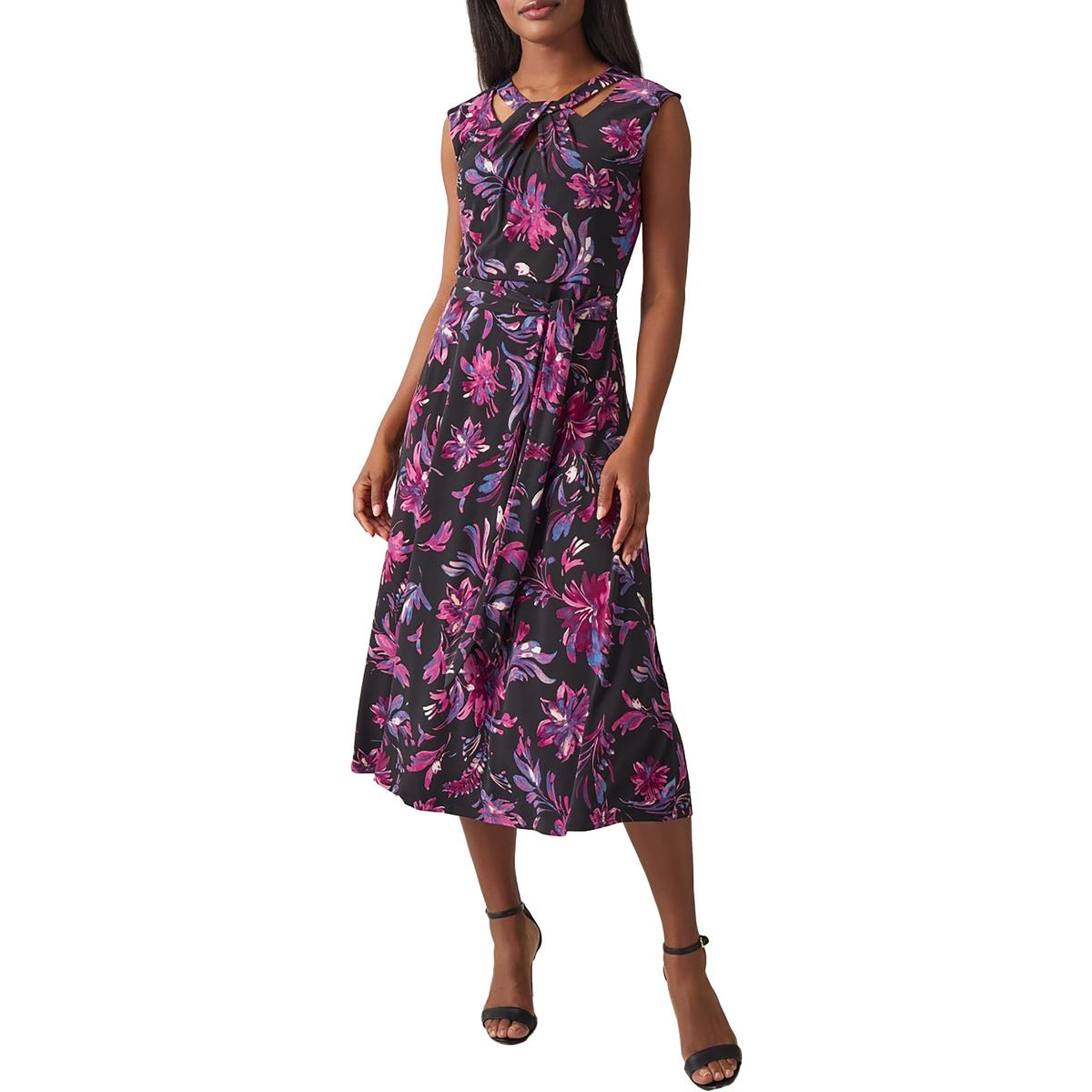 Womens Floral Print Polyester Midi Dress