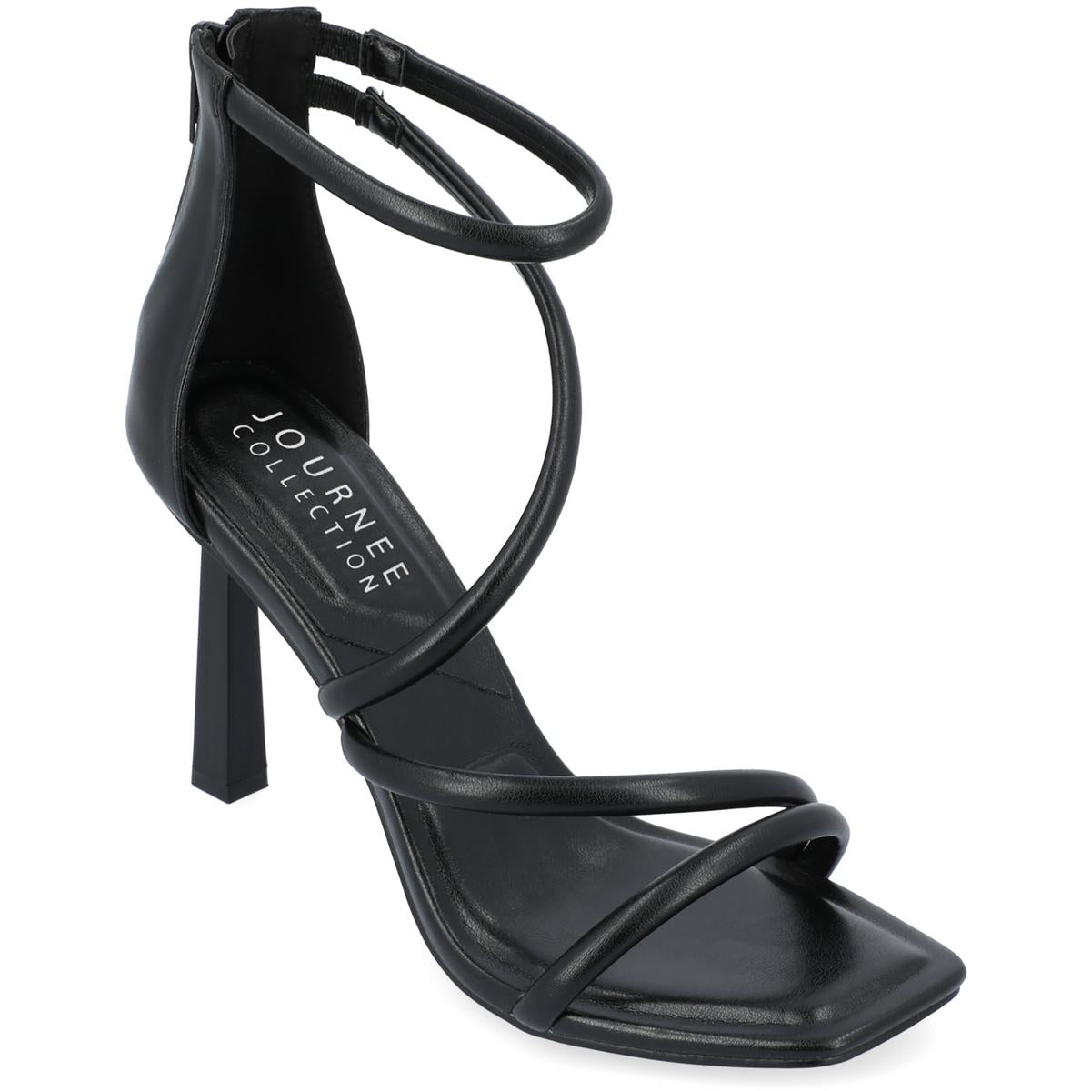 Marza Womens Faux Leather Zipper Strappy Sandals Black