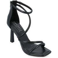 Marza Womens Faux Leather Zipper Strappy Sandals Black