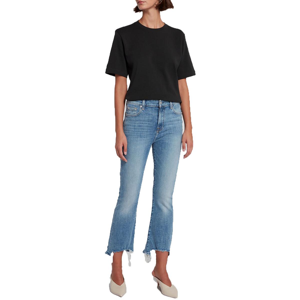 Womens Raw Hem Denim Slim Jeans