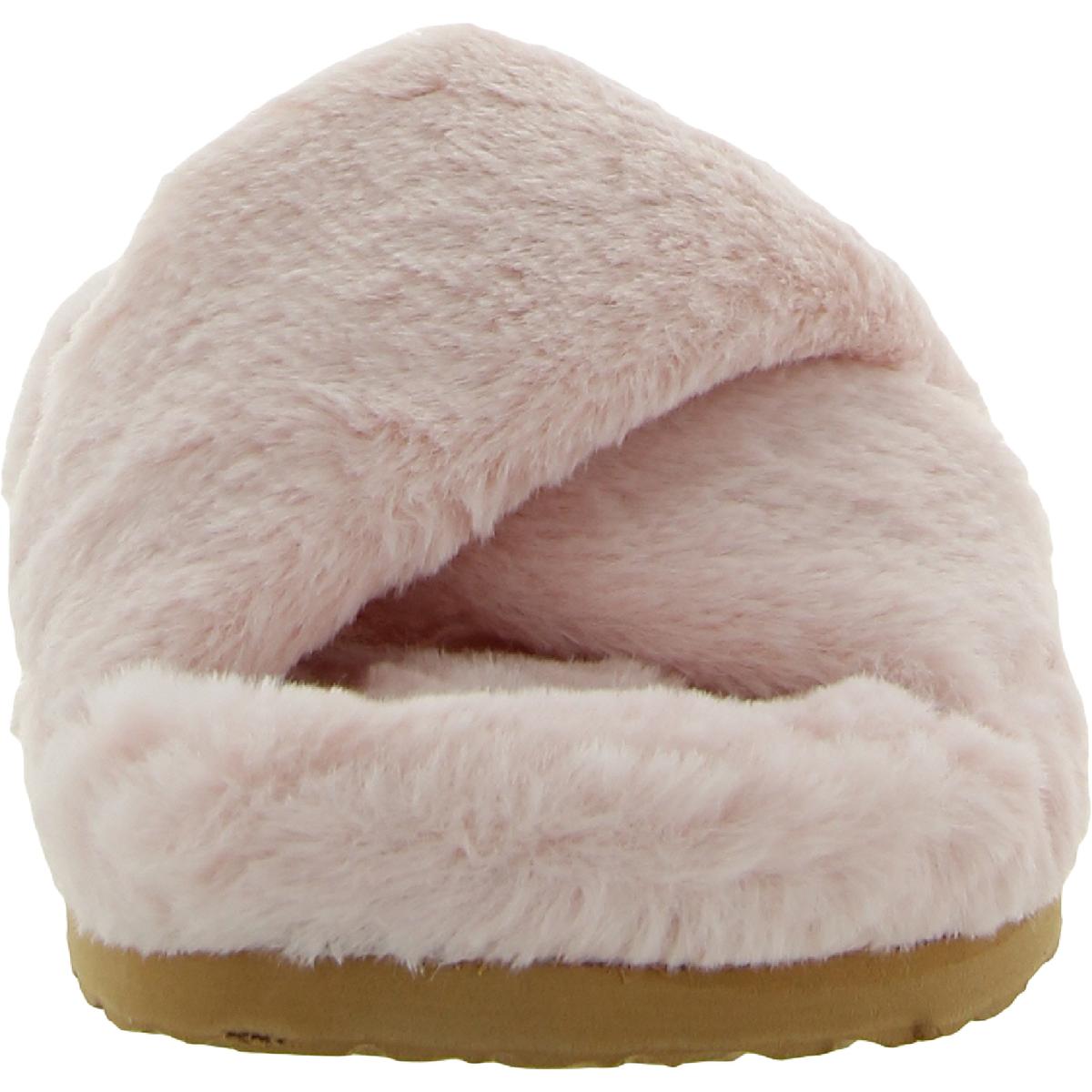 Franz Womens Slip On Faux Fur Slide Slippers