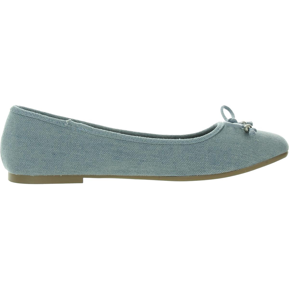 MONAEE Womens Bow Denim Ballet Flats