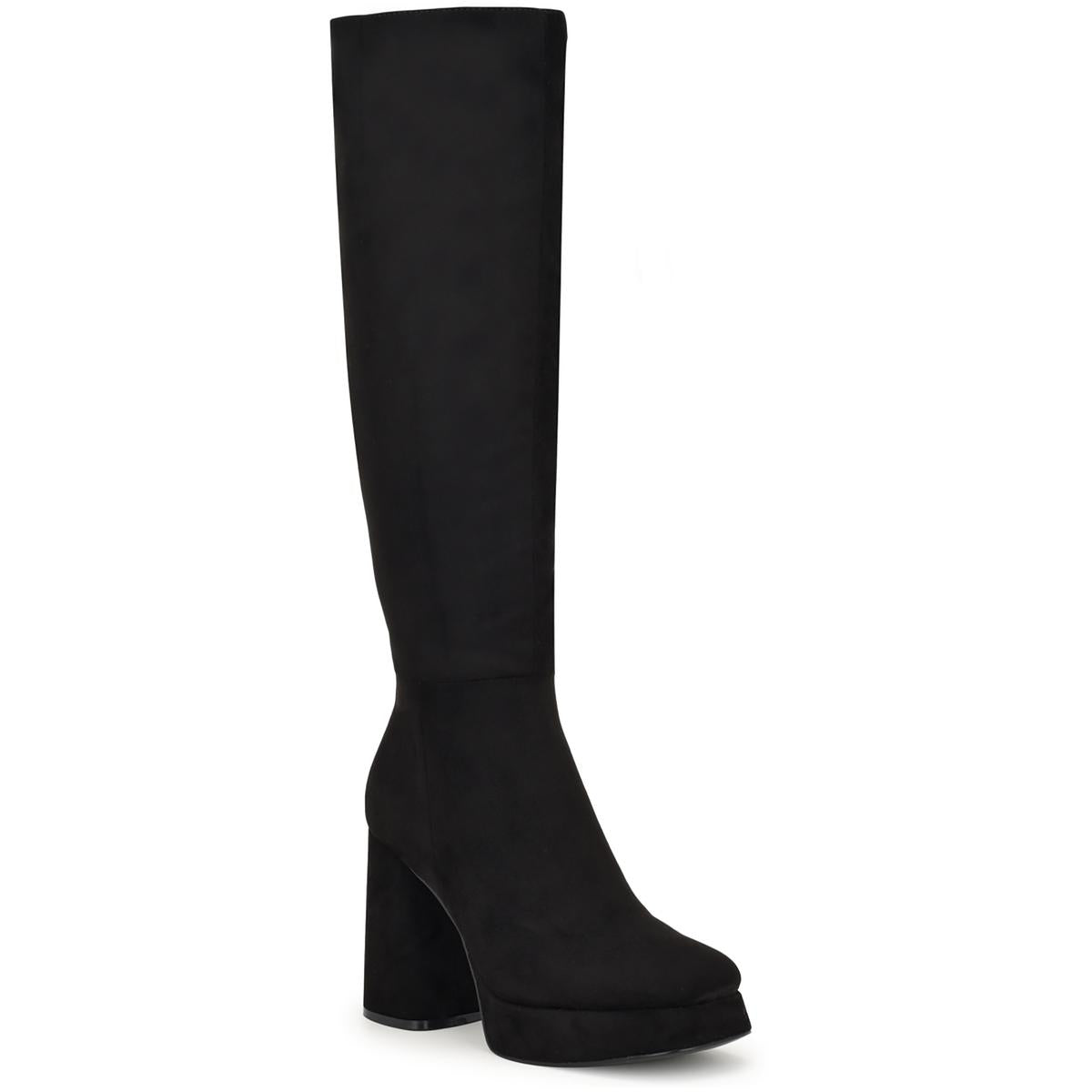VADDA2 Womens Faux Suede Block heel Knee-High Boots