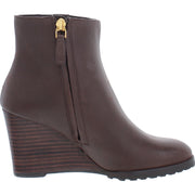 Shaley Womens Leather Stacked Heel Booties