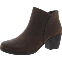 Un Lindel Zip Womens Leather Embossed Ankle Boots 6 Medium Brown Oily Leather