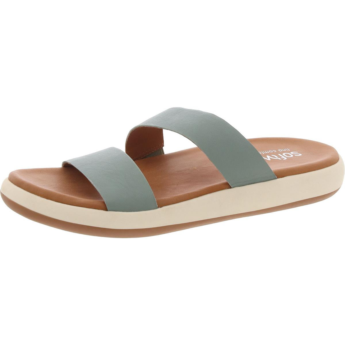 Jenna Womens Solid Leather Slide Sandals