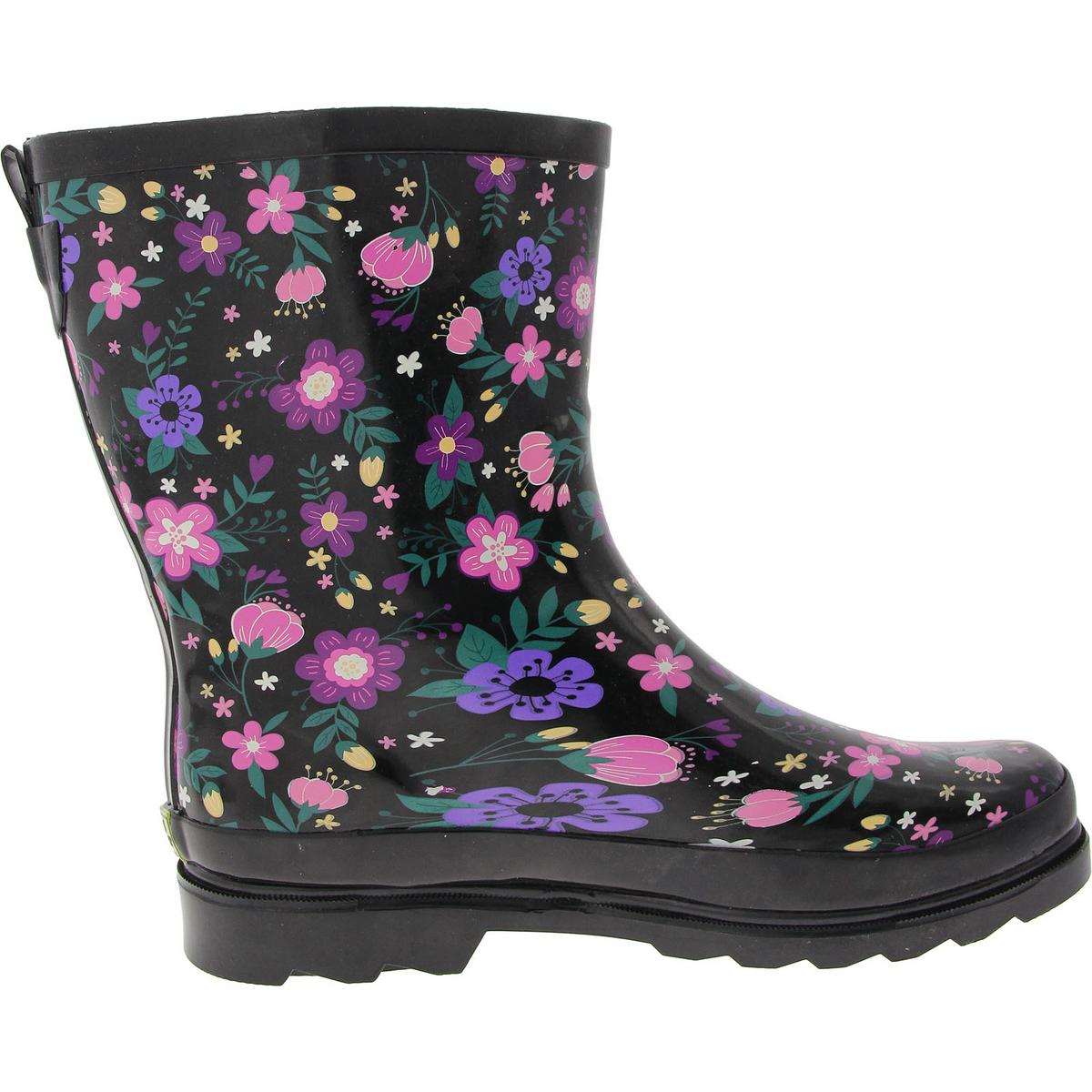 Womens Buckle Rubber Rain Boots