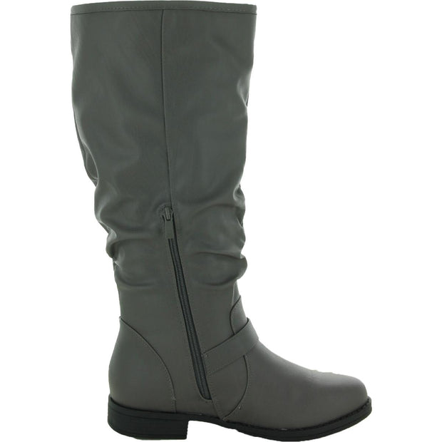 Stormy Womens Faux Leather Wide Calf Knee-High Boots