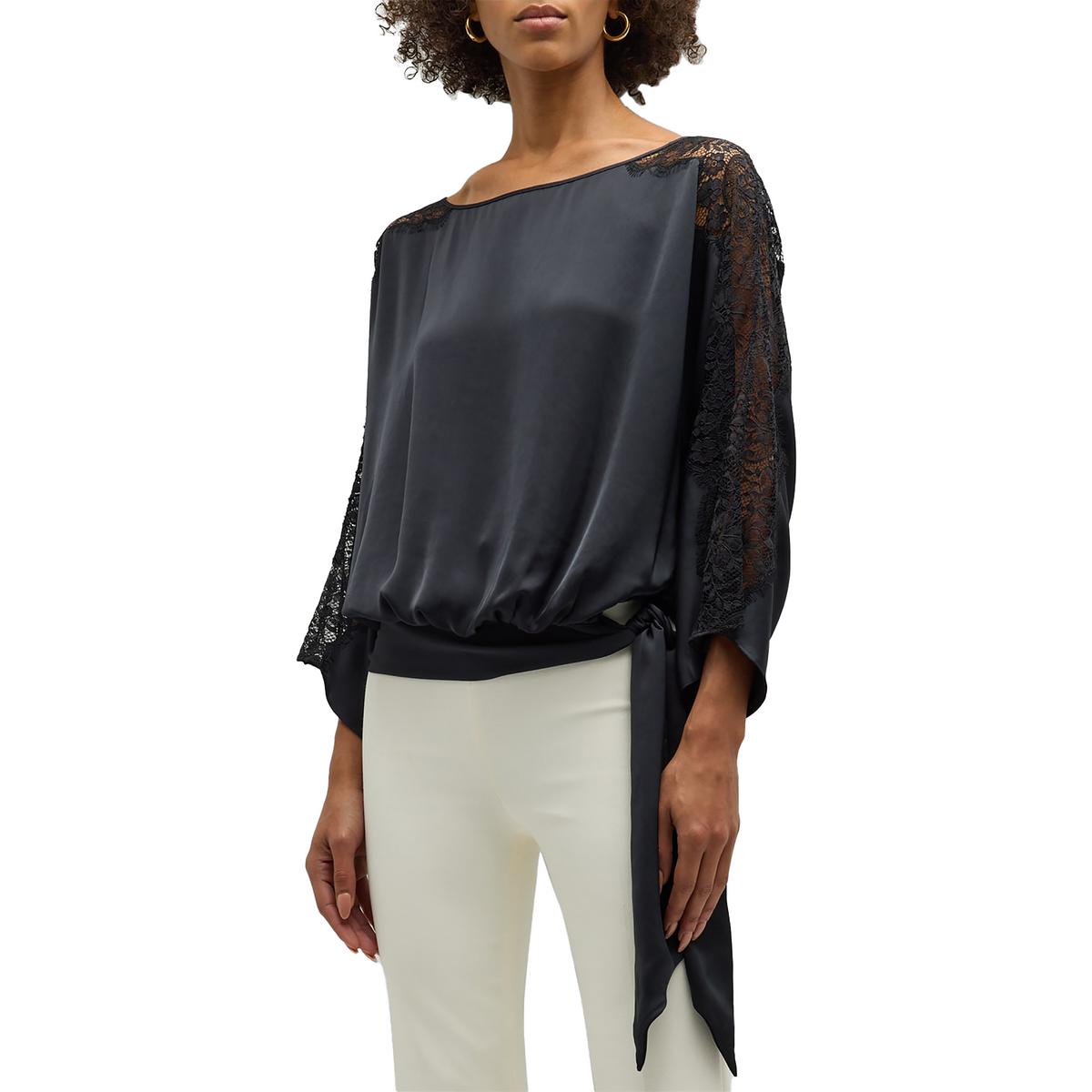 Plus Womens Lace Long Sleeves Wrap Top