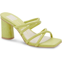 Patsi Womens Faux Leather Square Toe Block Heel Light Green Leather