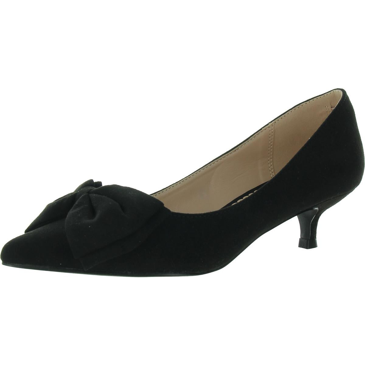 Womens Faux Suede Slip On Kitten Heels