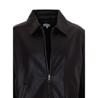 Loewe Men Zip Leather Jacket With Mini Anagram Logo