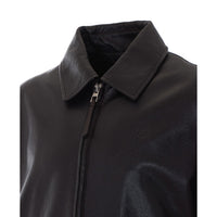 Loewe Men Zip Leather Jacket With Mini Anagram Logo