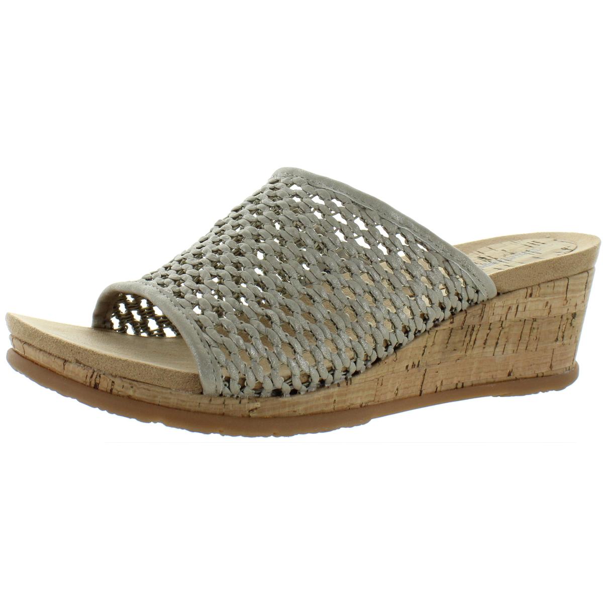 FLOSSEY Womens Cork Wedge Sandals Champagne