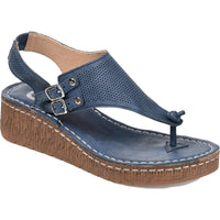 Mckell Womens Buckle Wedge Sandals 7.5 Medium Blue