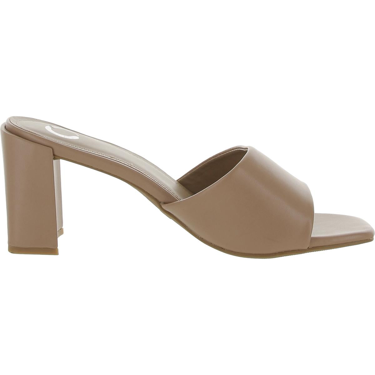 Womens Faux Leather Slip-On Slide Sandals
