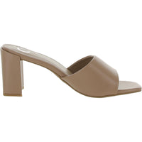 Womens Faux Leather Slip-On Slide Sandals