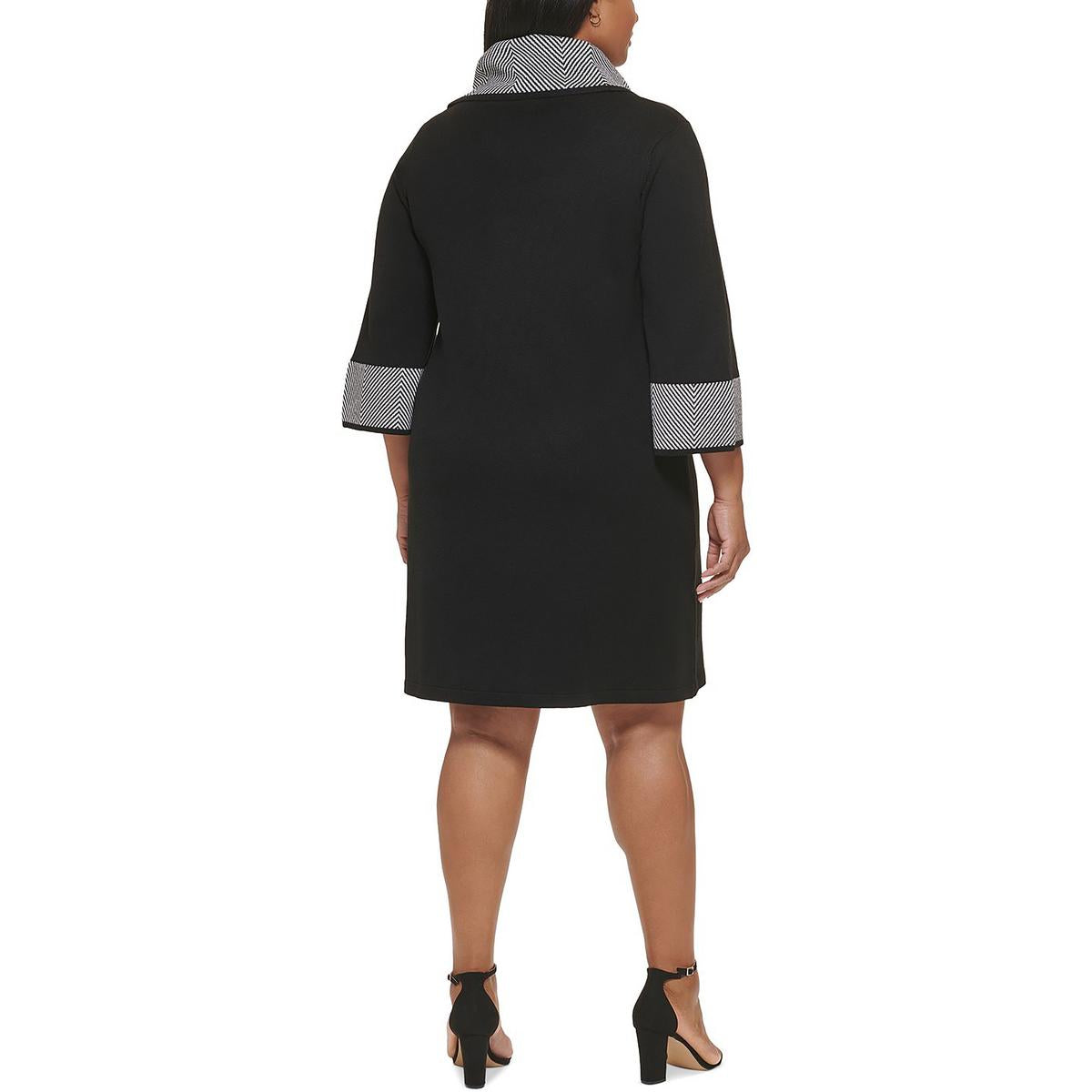 Plus Womens Cowl Neck Shift Sweaterdress