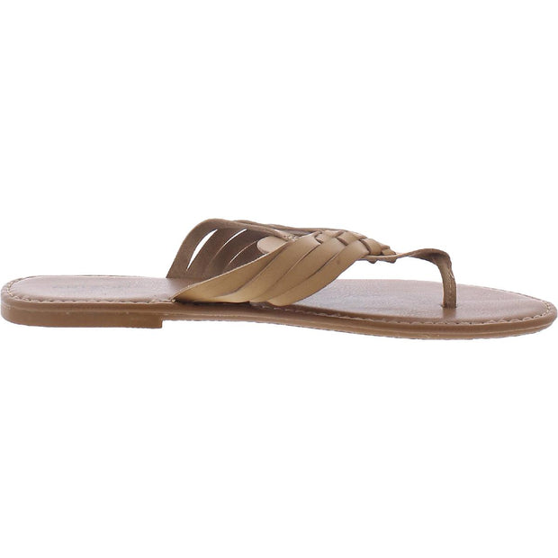 Alix Womens Faux Leather Woven Thong Sandals