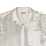 TIM COPPENS White Cotton Ecru Stripe Bowling Shirt