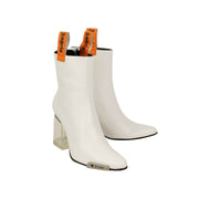 PALM ANGELS White Block Heels Ankle Boots