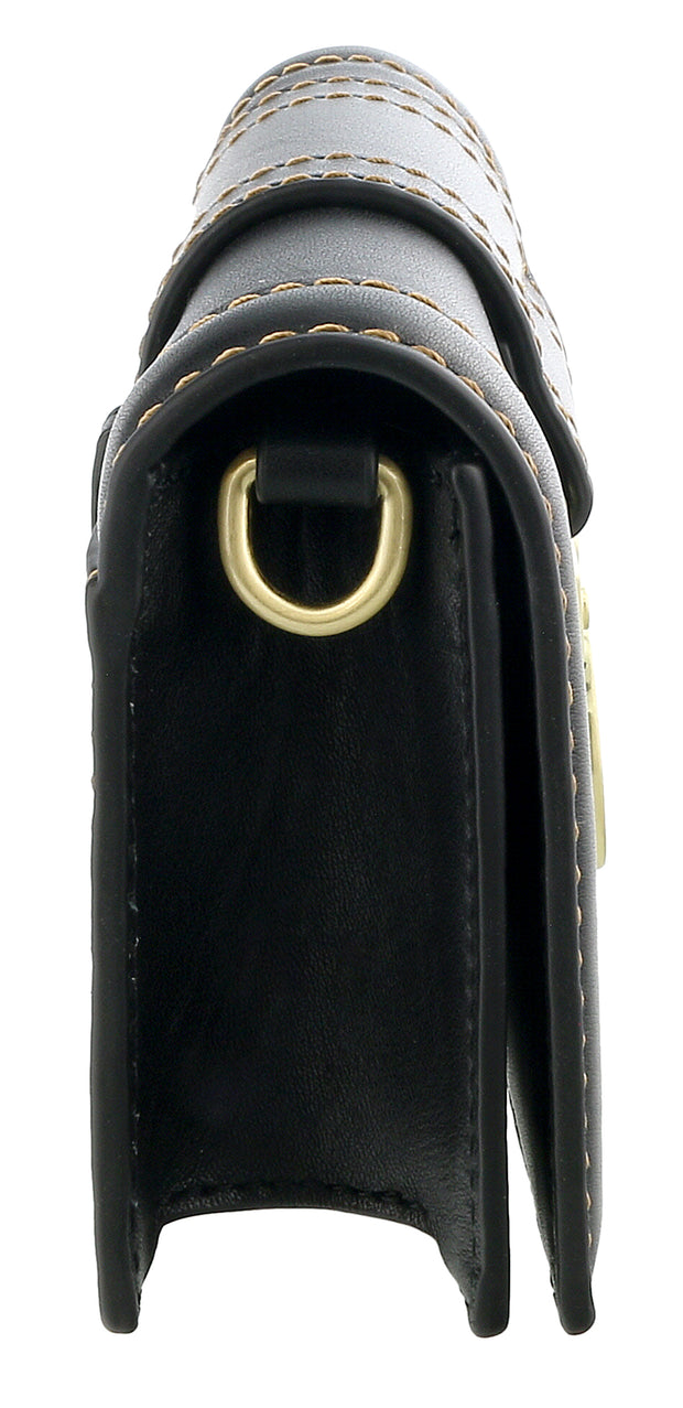 Versace Jeans Couture Black Structured Medallion Buckle Shoulder/ Belt Bag
