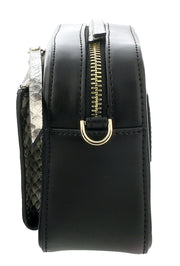 Roberto Cavalli Class Black Snakeskin Textured Susan Small Belt Bag / Shoulder Bag