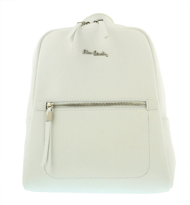 Pierre Cardin White Leather Classic Medium Fashion Backpack
