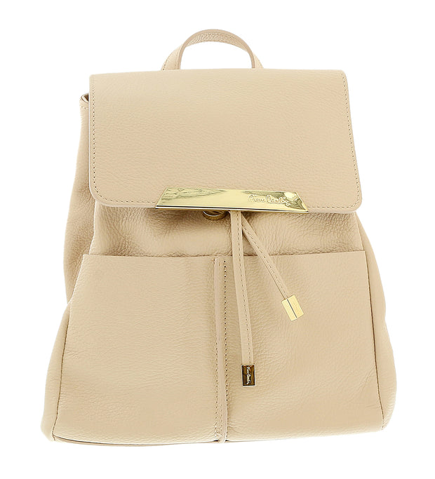 Pierre Cardin Beige Leather Classic Medium Fashion Backpack