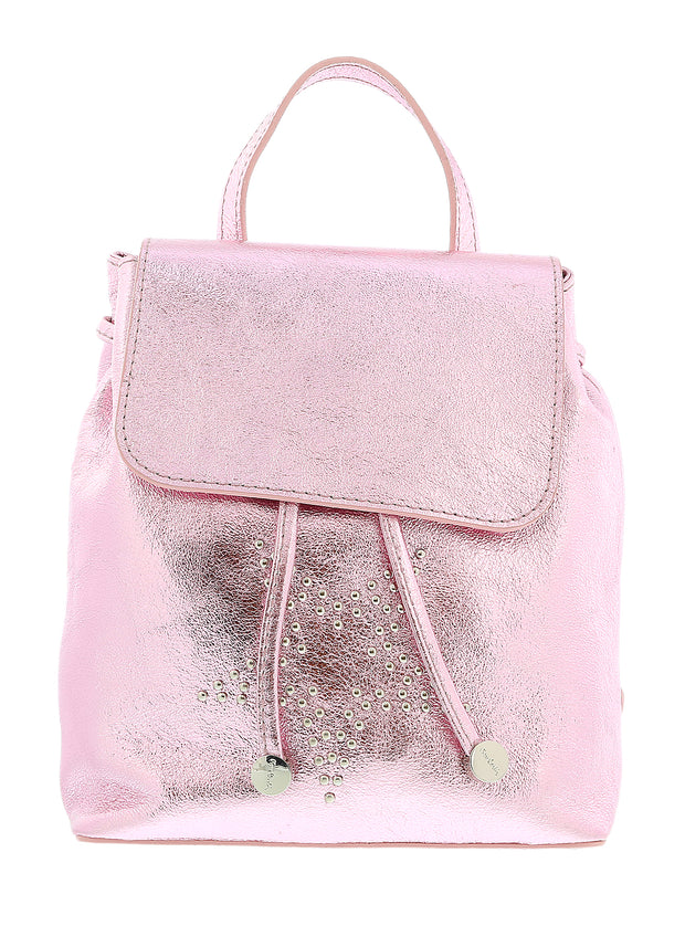 Pierre Cardin Pink Leather Metallic Star Studded Medium Fashion Backpack