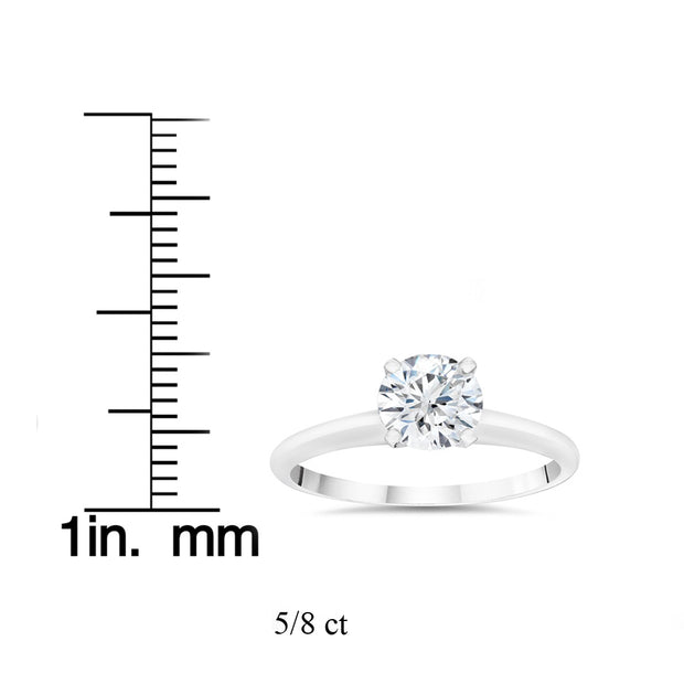 VS 5/8ct Lab Grown 100% Diamond Solitaire Engagement Ring 14k White Gold