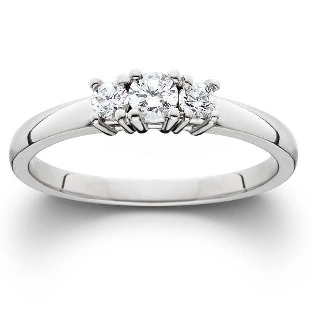 1/2 Ct Three Stone Lab Grown Diamond Engagement Ring 10k White Gold