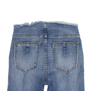 UNRAVEL PROJECT Denim Blue Cotton Lace Up Skinny Jeans