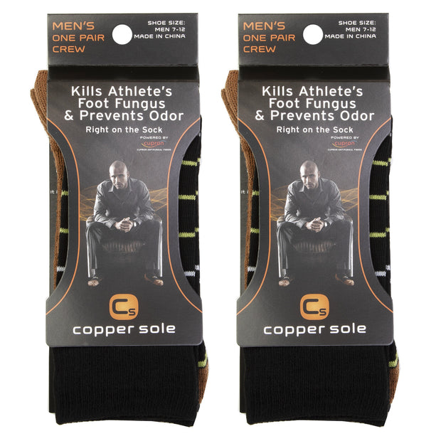 Copper Sole Men's 2 Pack Simple Striped Dress Crew Socks Apparel
