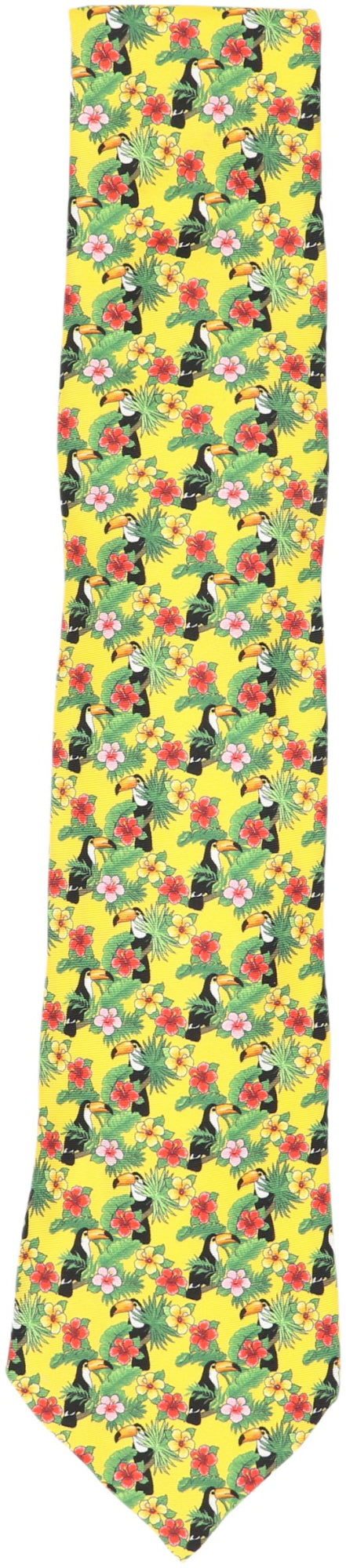 Men's Tropical Flower and Bird Silk Necktie Apparel