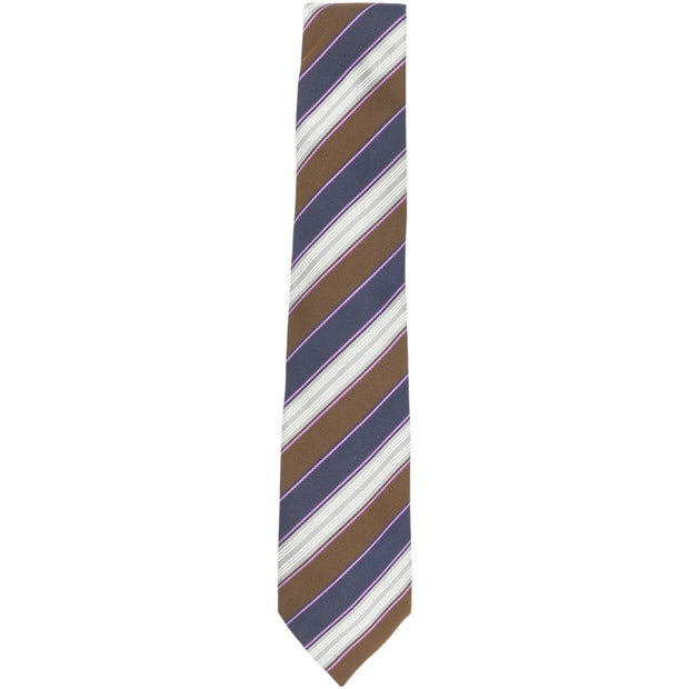 Men's Silk and Cotton Diagonal Stripe Grosgrain Necktie Apparel