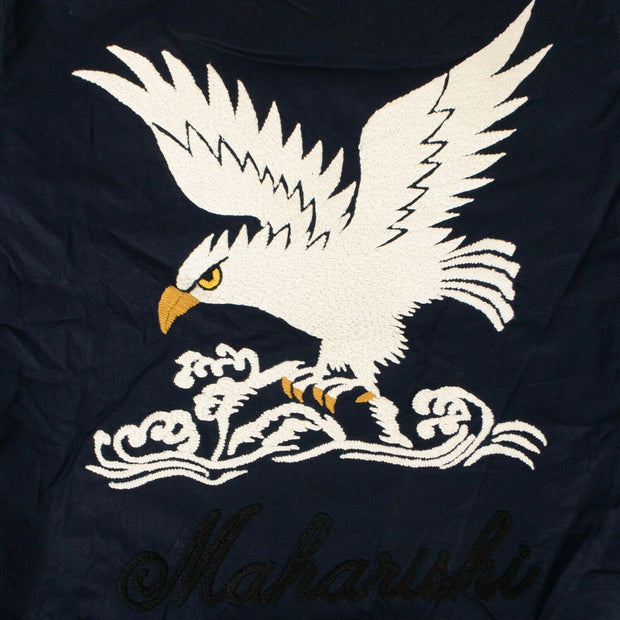 MAHARISHI Navy Blue Organic Cotton Eagle Woven Track Top