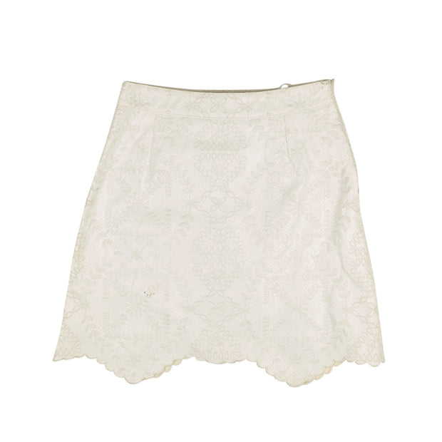OFF-WHITE C/O VIRGIL ABLOH White Embroidered Leather Skirt