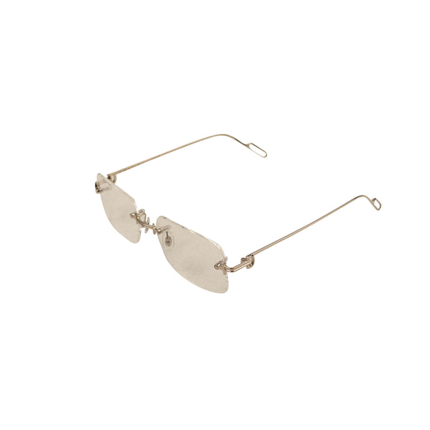 CARTIER CT0171O-002 Silver & Gold 18K Rectangular Rimless Eyeglasses
