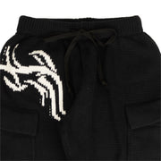 SIBERIA HILLS Black Heavy Tribal Knit Sweatpants