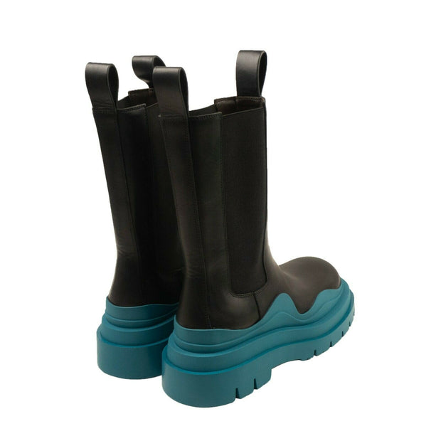 BOTTEGA VENETA Black & Blaster Blue Tire Leather Boots
