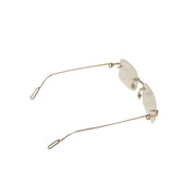CARTIER CT0171O-002 Silver & Gold 18K Rectangular Rimless Eyeglasses