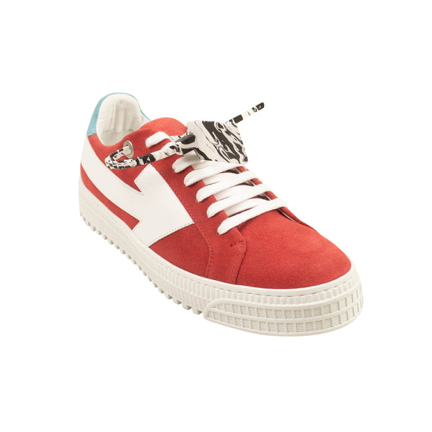 Off-White c/o Virgil Abloh Red Low Top Arrow Sneakers, 5 / Red
