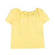 BOUTIQUE MOSCHINO Yellow Bow Accented Show Sleeve Blouse