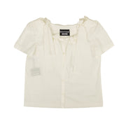 BOUTIQUE MOSCHINO White Bow Accented Short Sleeve Blouse
