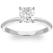 G SI 1 Carat Cushion Diamond Solitaire Engagement Ring 14K White Gold Enhanced