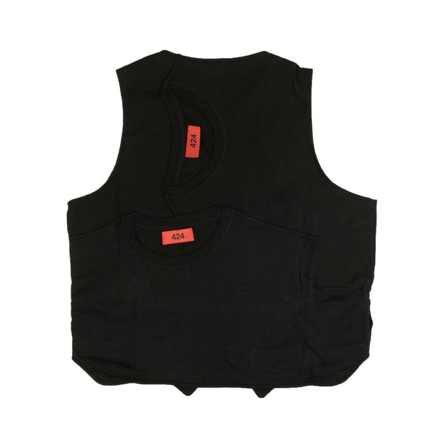424 ON FAIRFAX Black Logo Patch Outerwear Vest