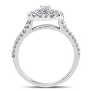 1 1/10ct Diamond Cushion Halo Engagement Wedding Ring Set Platinum