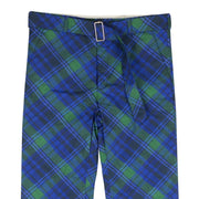 STEFAN COOKE Blue & Green Studded Tartan Print Trousers