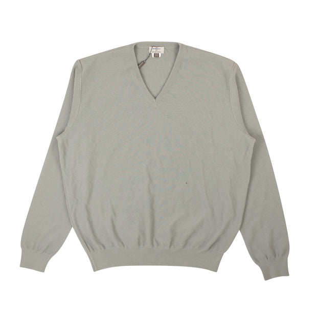 DAVIDE CENCI Grey Damaged 100% Wool V-Neck Sweater